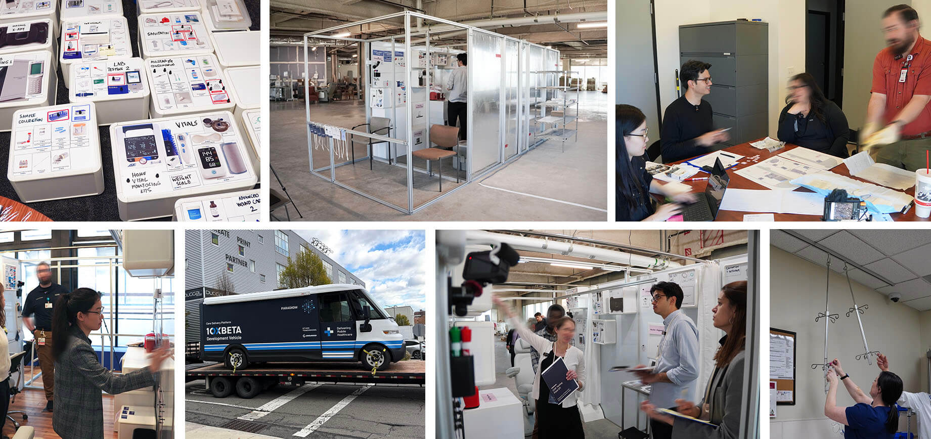 Vehicle prototype testing and research process collage