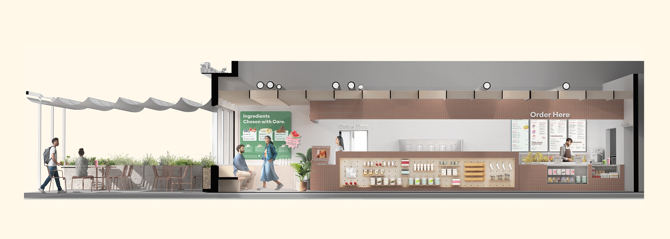 Elevation rendering of ideal state store interior