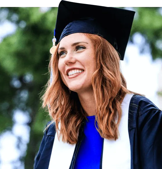 woman in graduation gown and cap