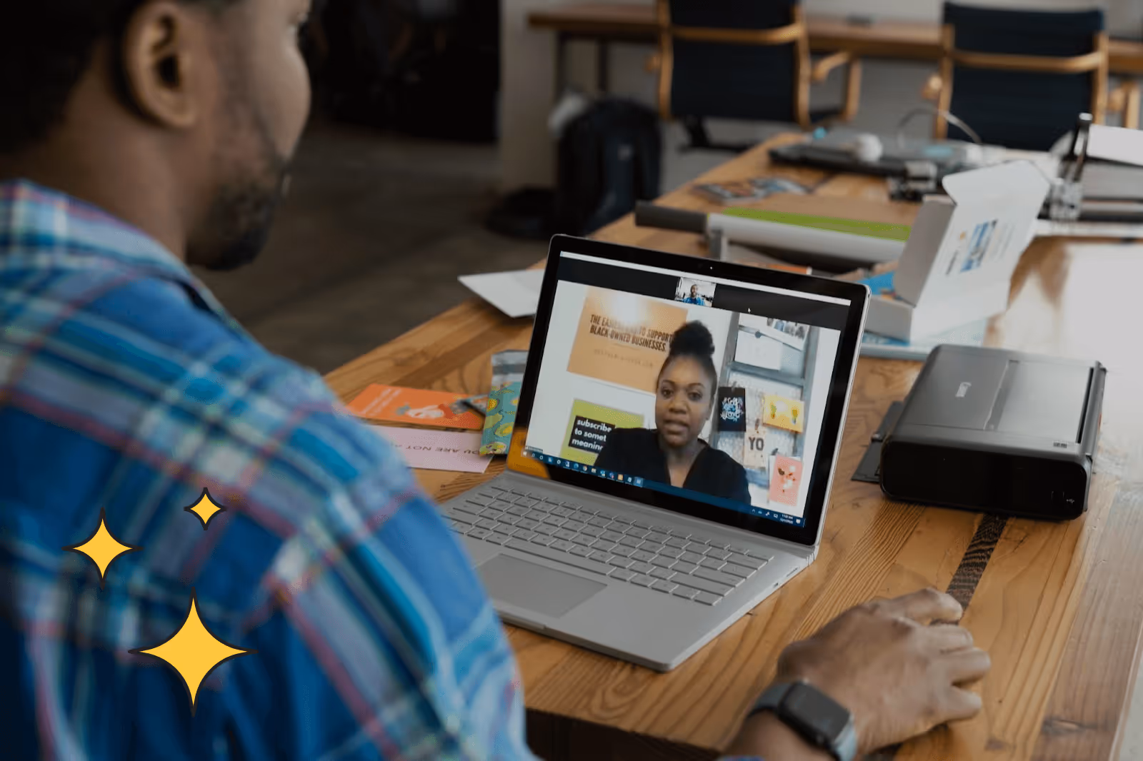 A member of the Sales team having a video conference
