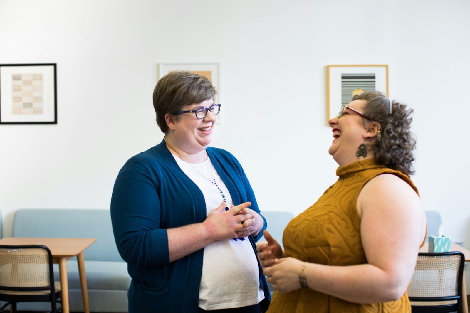 Woman showing appreciation to her colleague