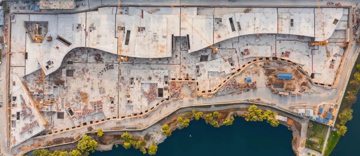 Drone mapping a construction site, advanced mapping services.