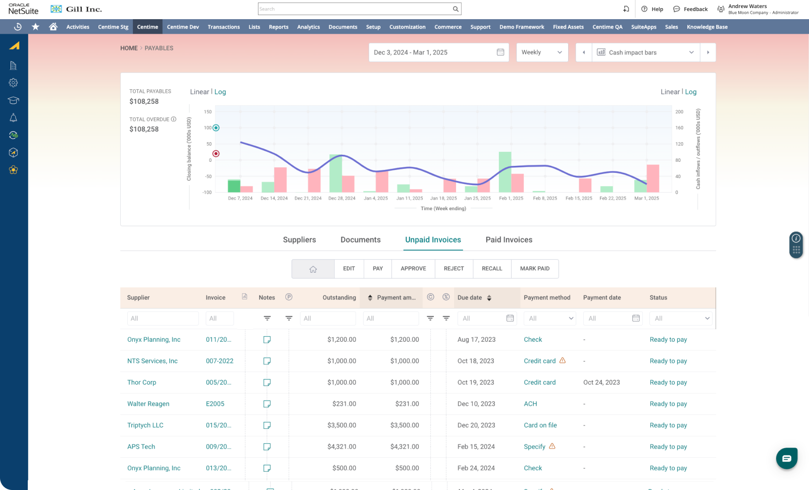 Centime AP automation running inside NetSuite