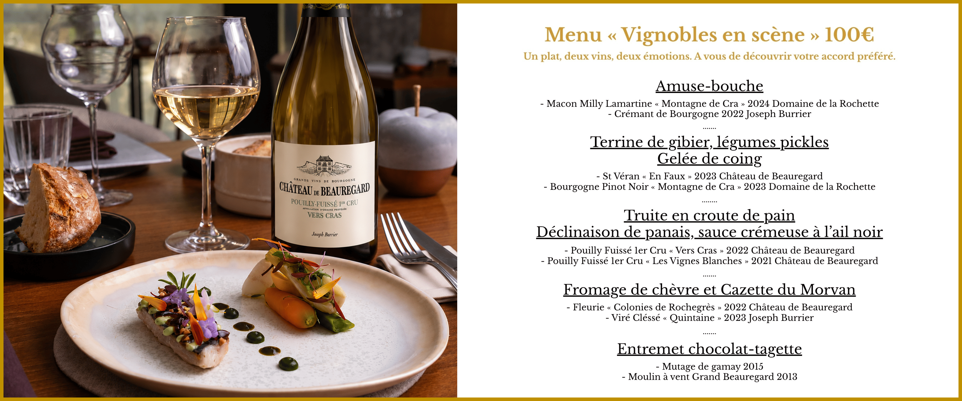 Le Relais d'Ozenay et le Château de Beauregard vous proposent un diner d'exception