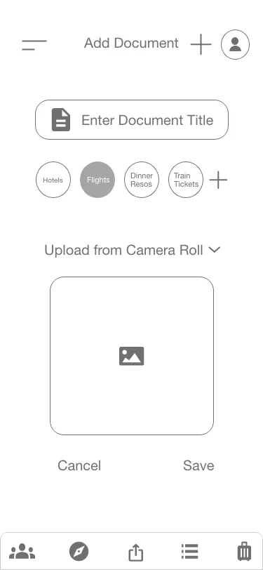 Add document input wireframe