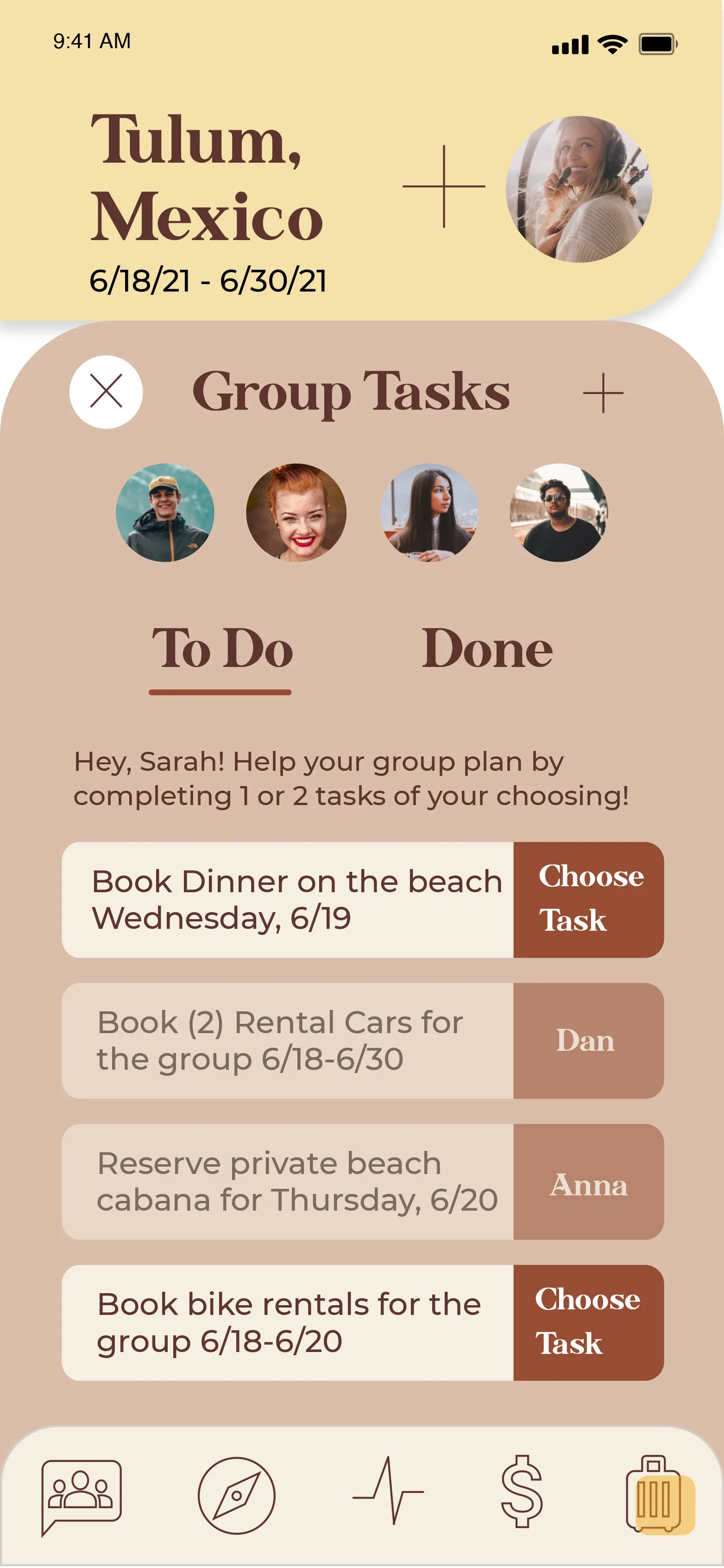 Group tasks mobile screen problem