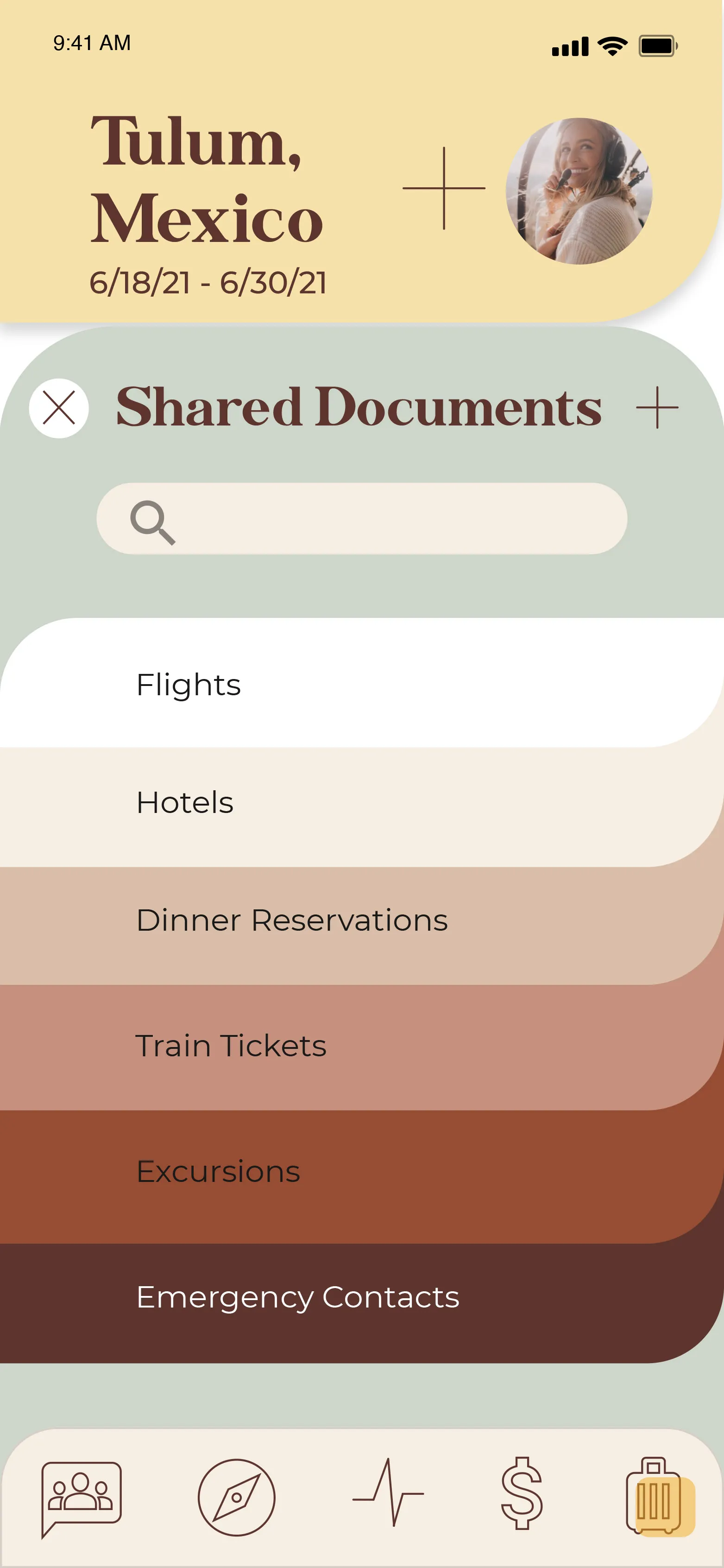 Shared Documents screen hi-fidelity design
