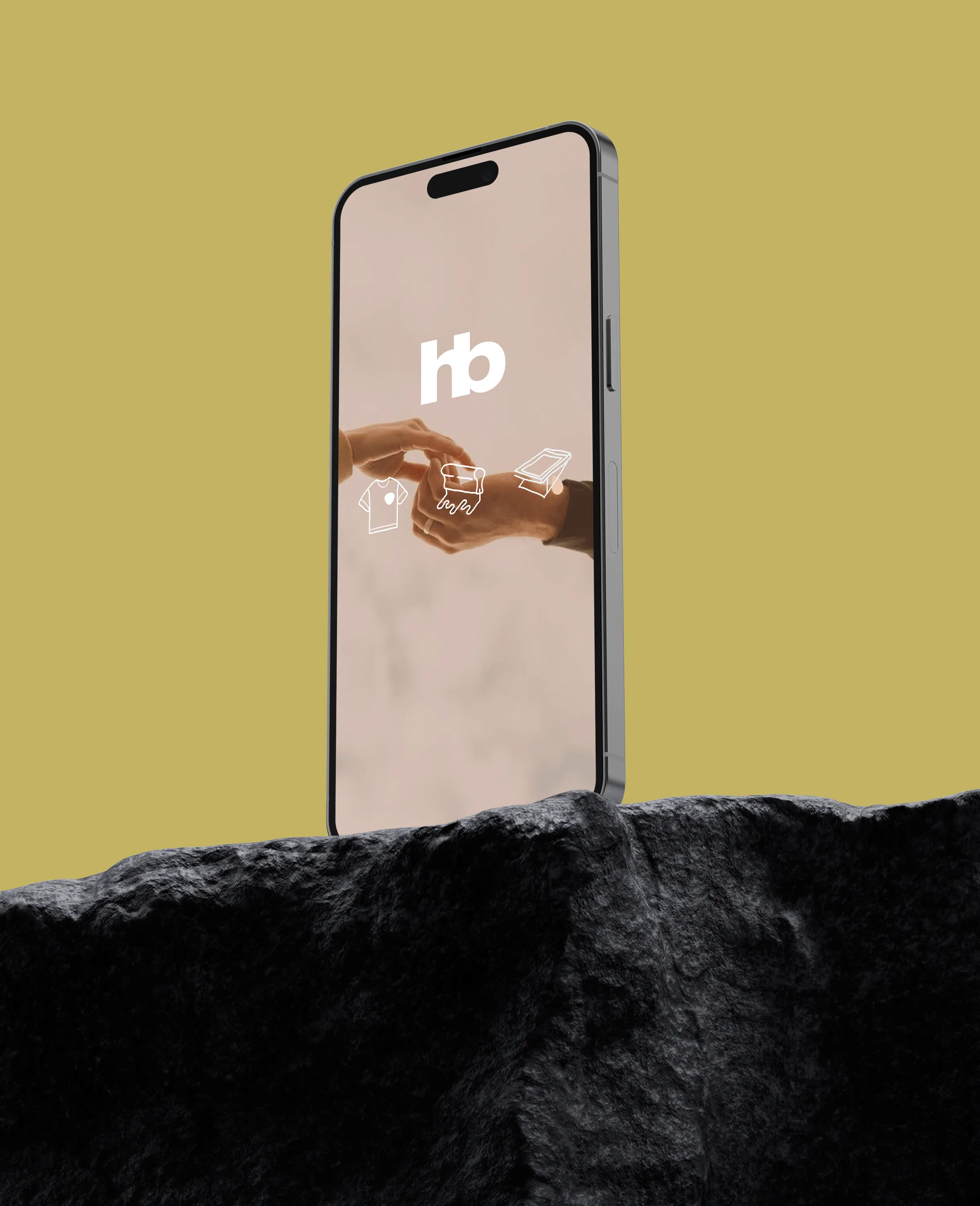 Image of mobile phone with branding elements
