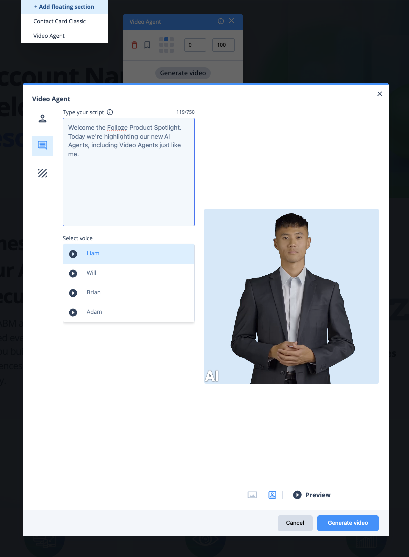 Create Custom AI Videos in Minutes for Microsites without any additional dev or tech.