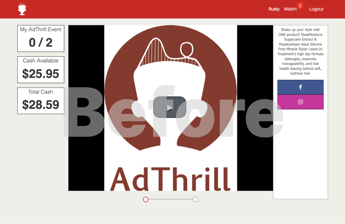 AdThrill's old watch page