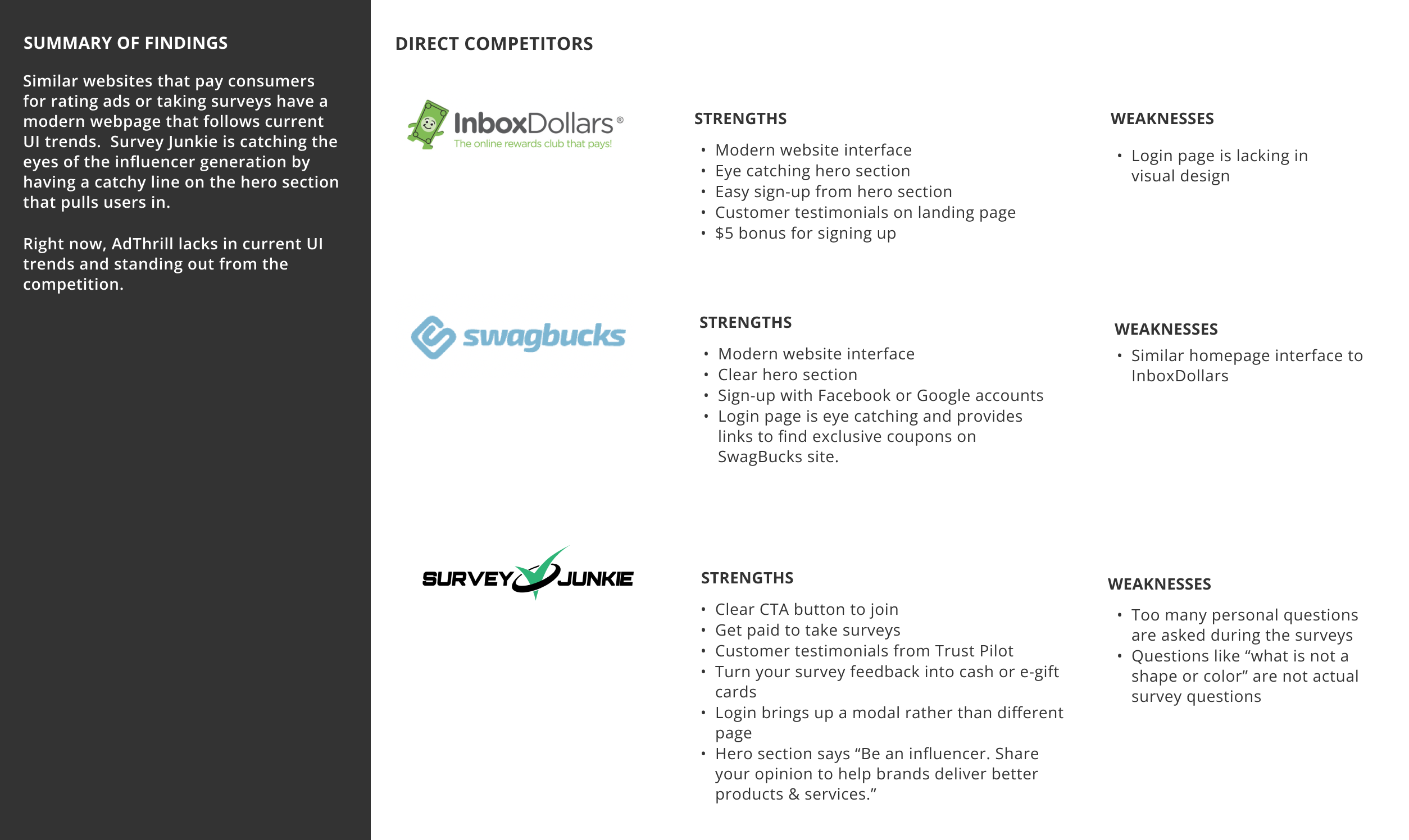 A table comparing AdThrill competitors