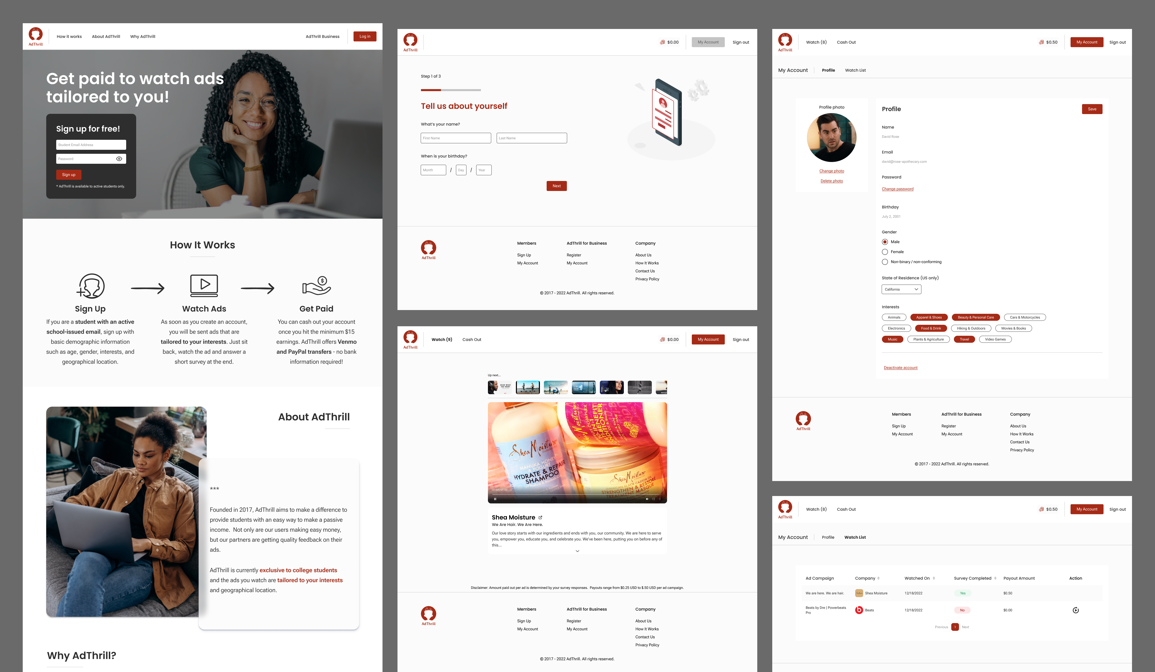 High fidelity wireframes