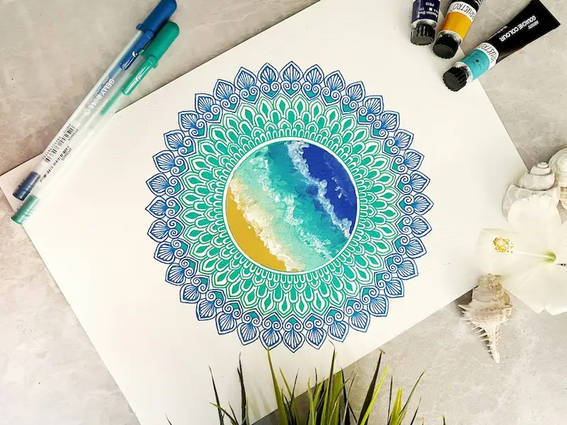 Holistic practitioner designing a logo that reflects their brand's colors and symbols