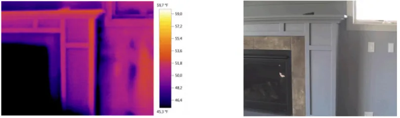 Infrared image discovered missing chimney insulation