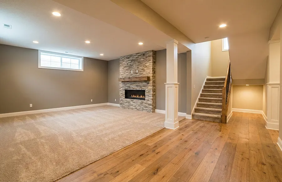 Finished basement that looks properly completed and well-built