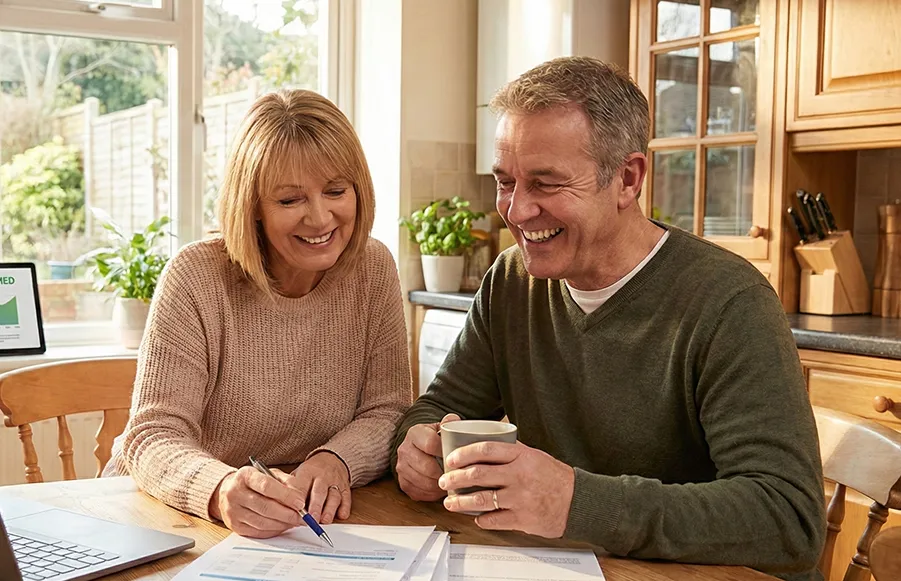 Two People Calculating Together