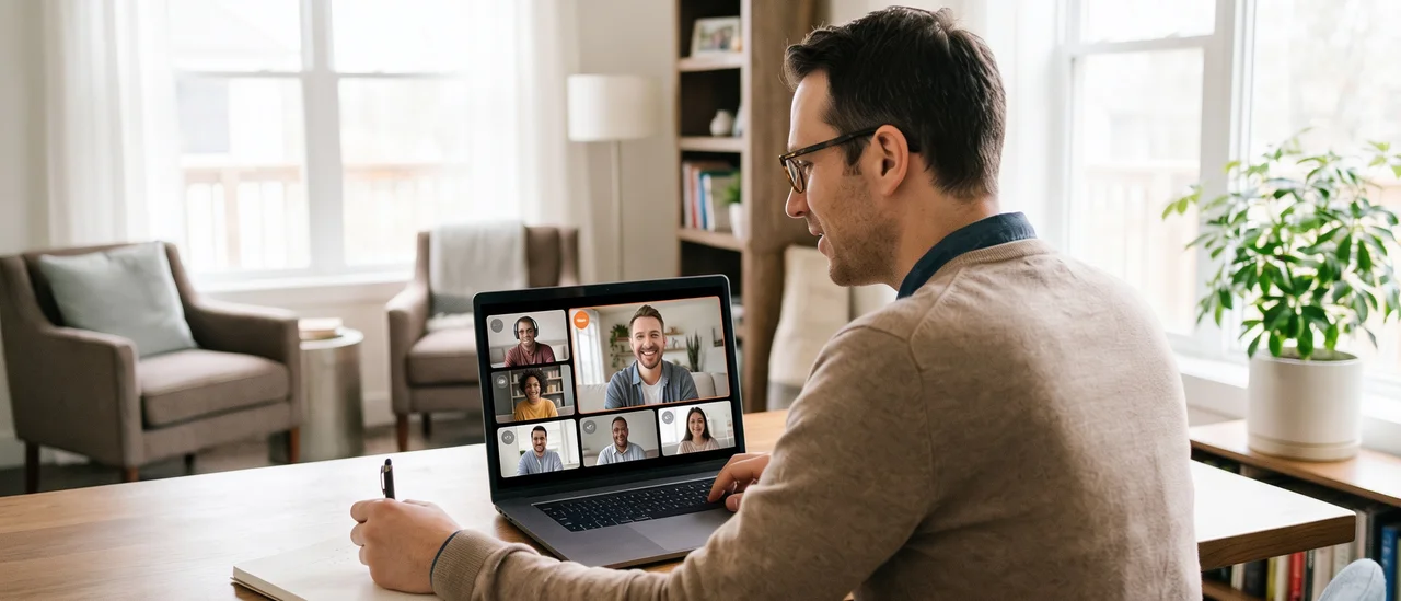Apprenant en formation IA & productivité pendant une classe virtuelle