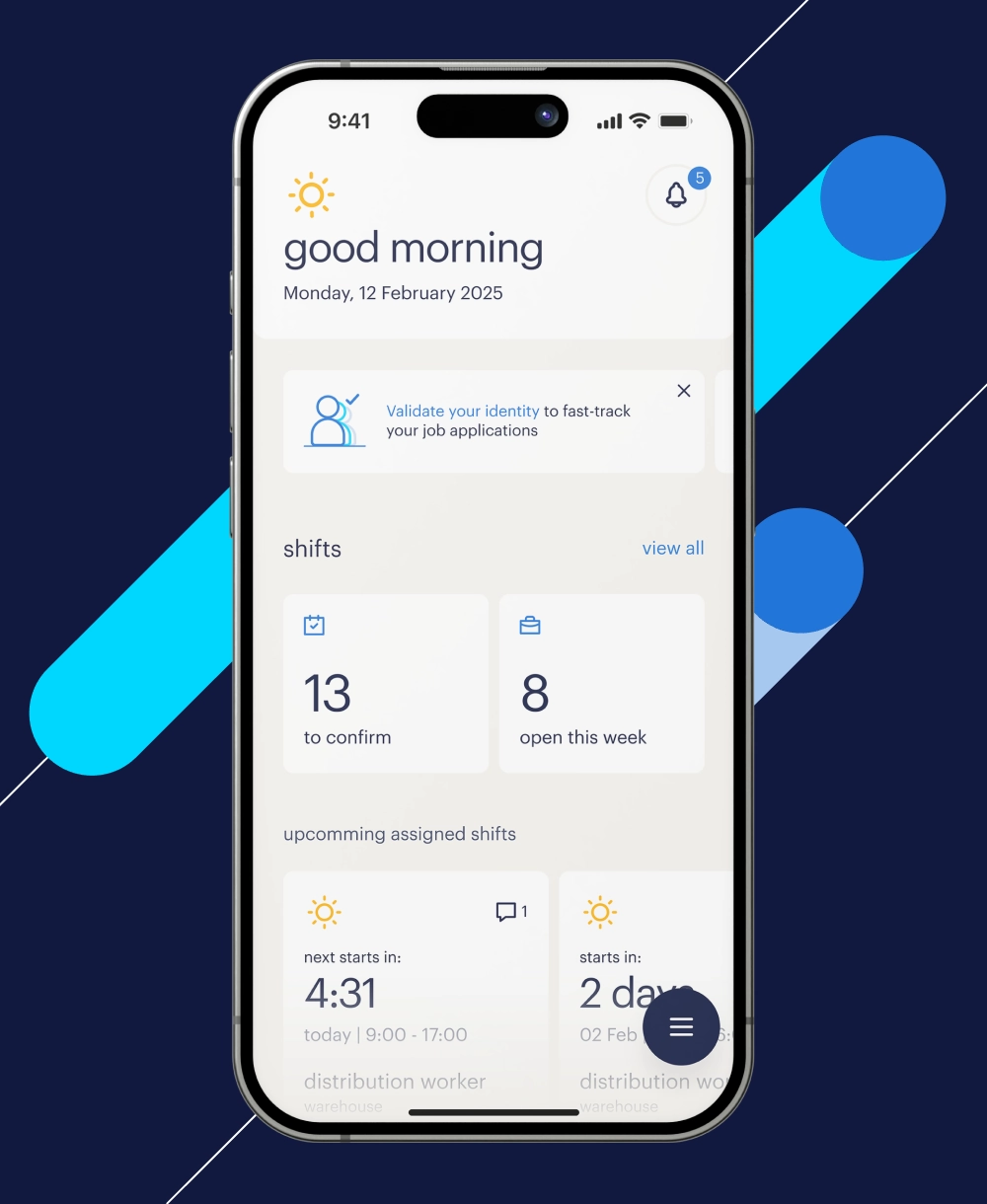 dashboard from randstad app