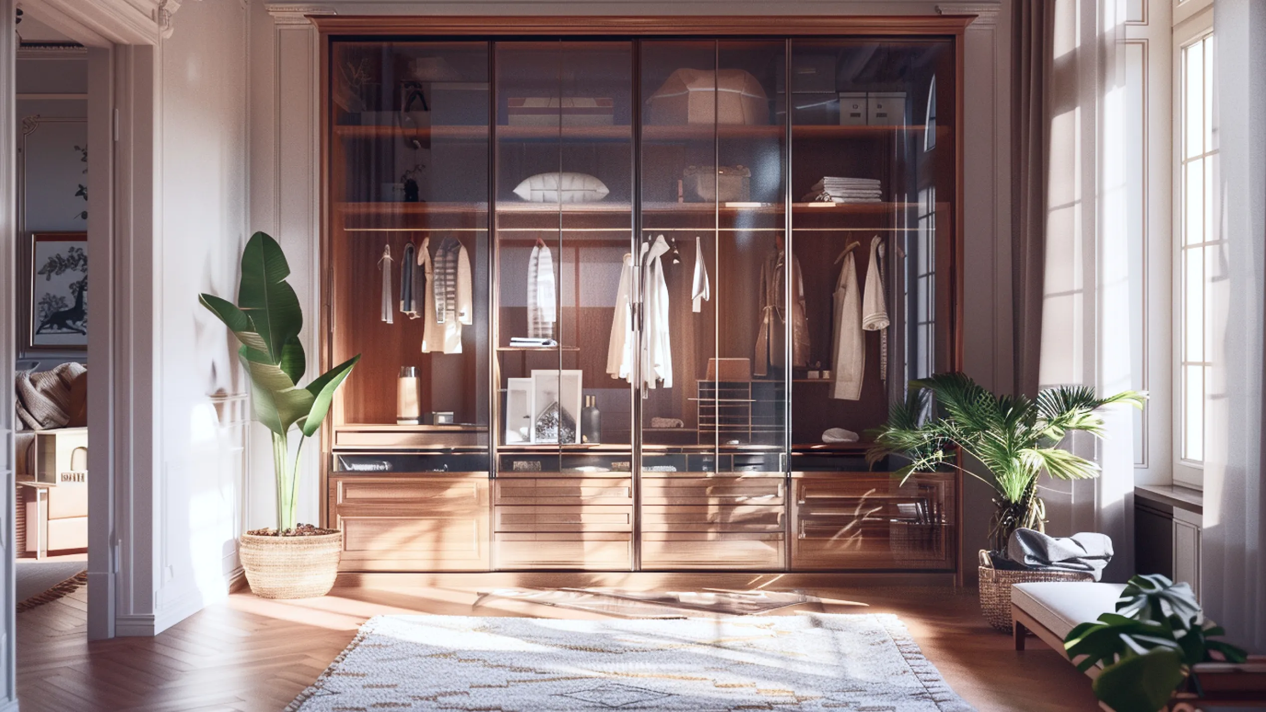 a view of a room with a digital closet