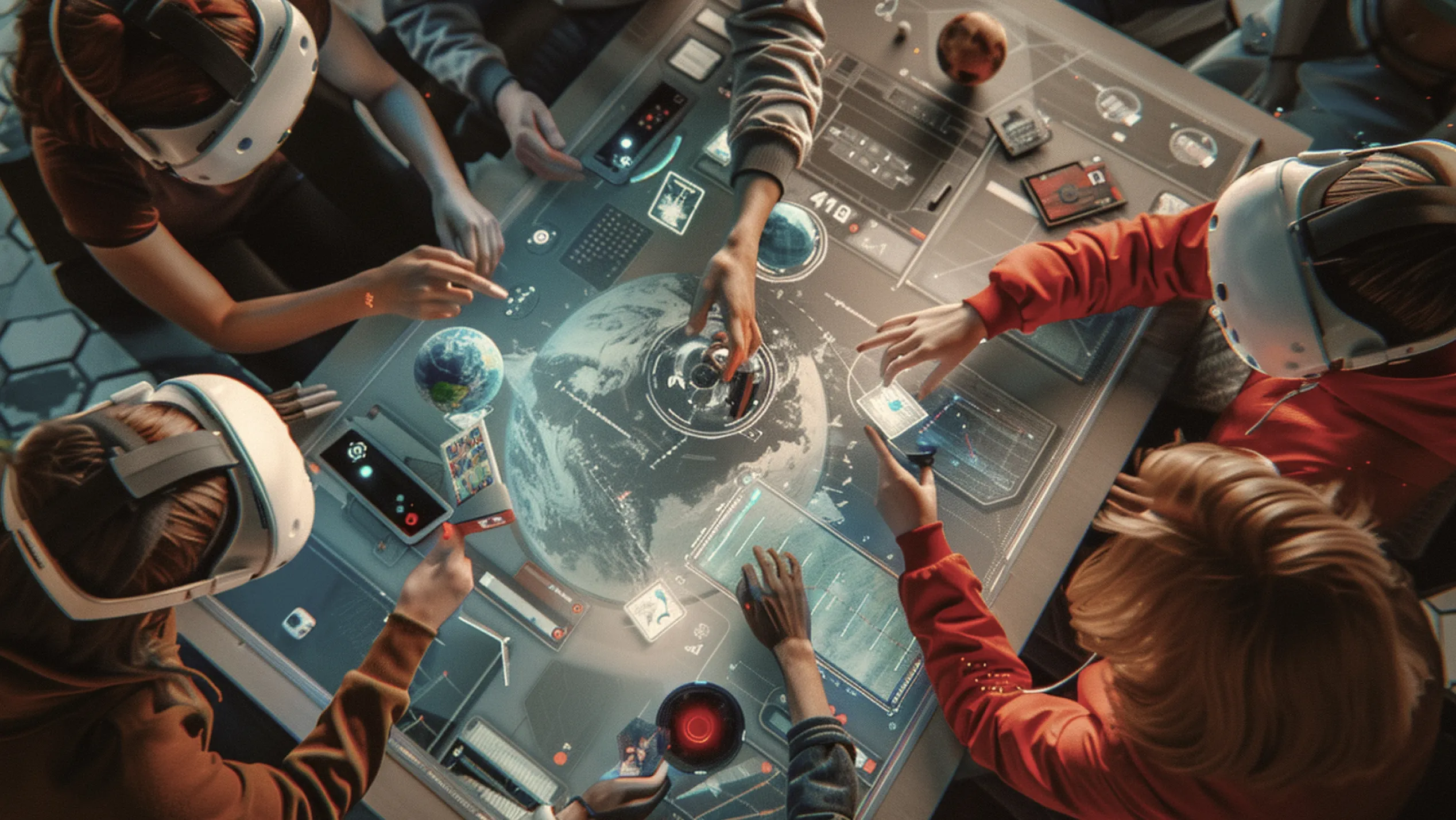 people playing an immersive board game