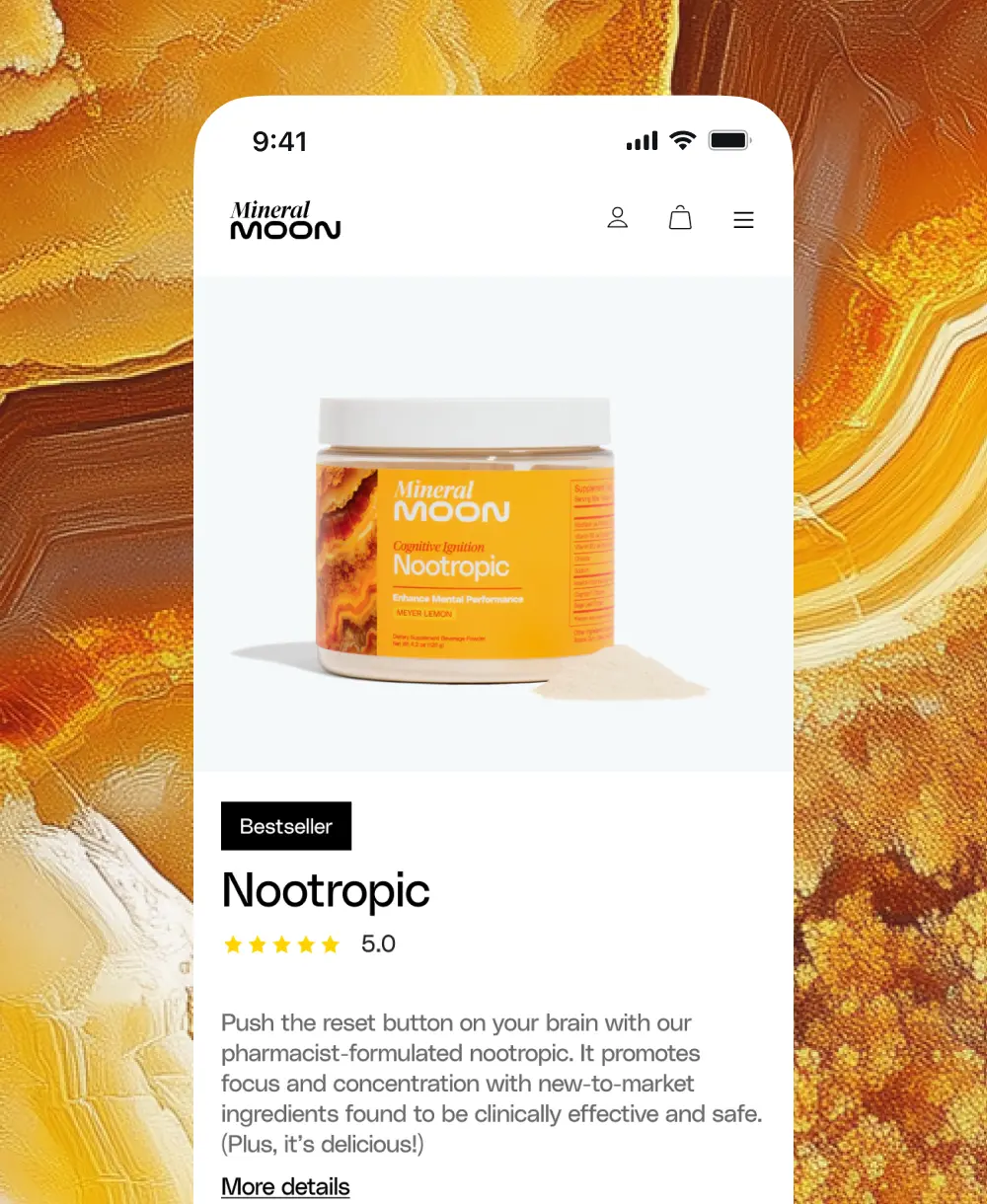 app screens Mineral Moon