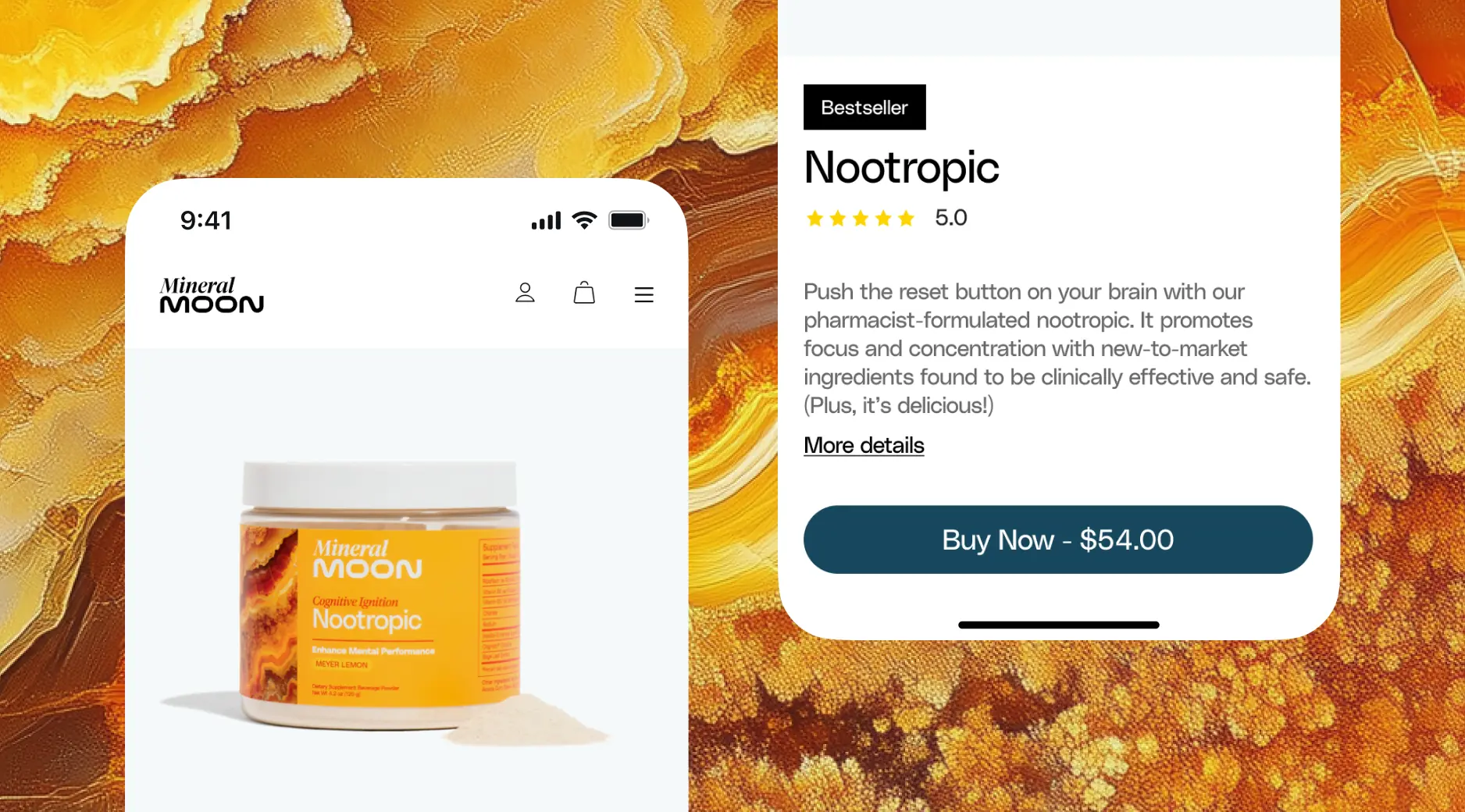 app screens Mineral Moon