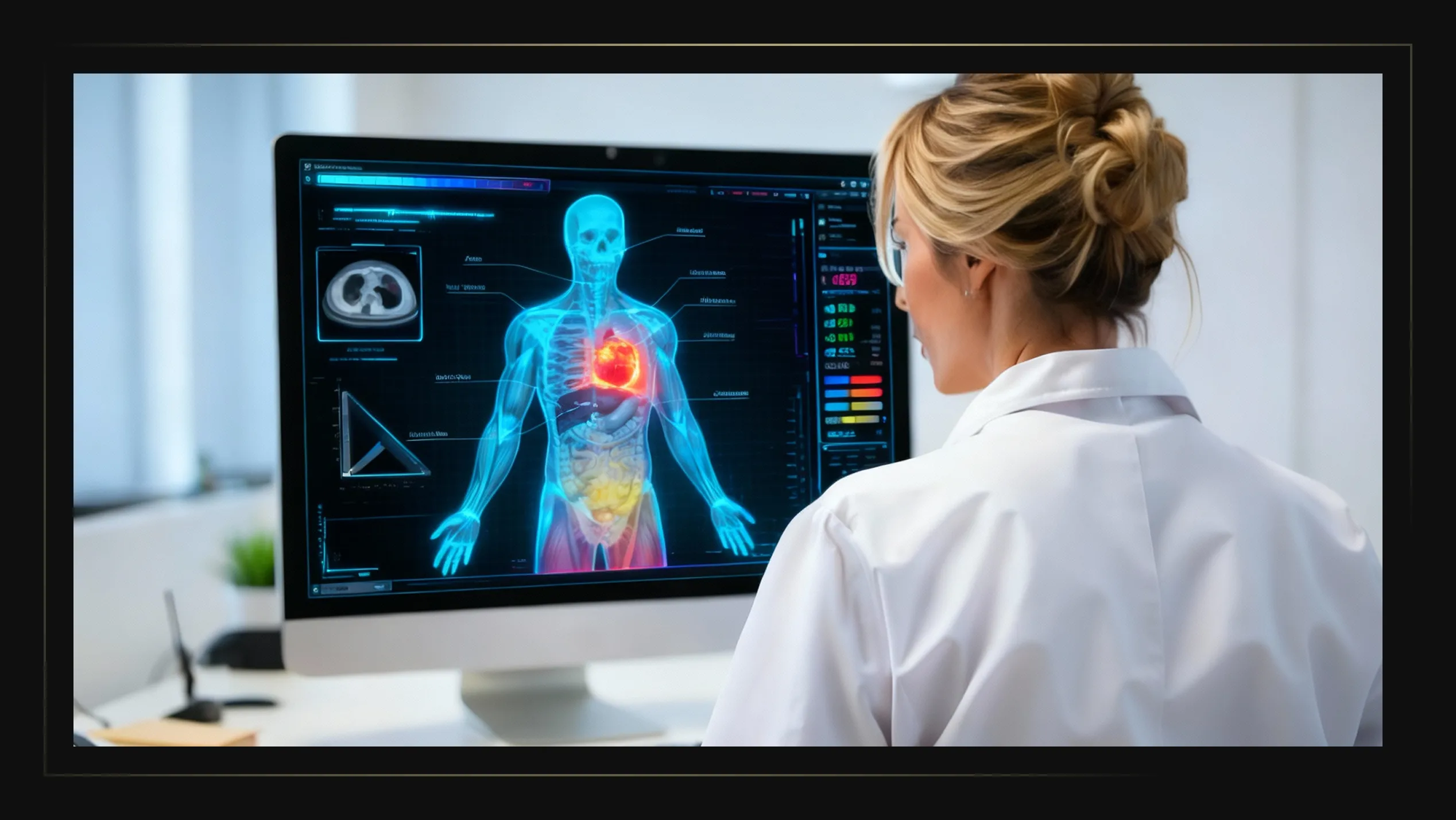 woman looking at a futuristic x-ray