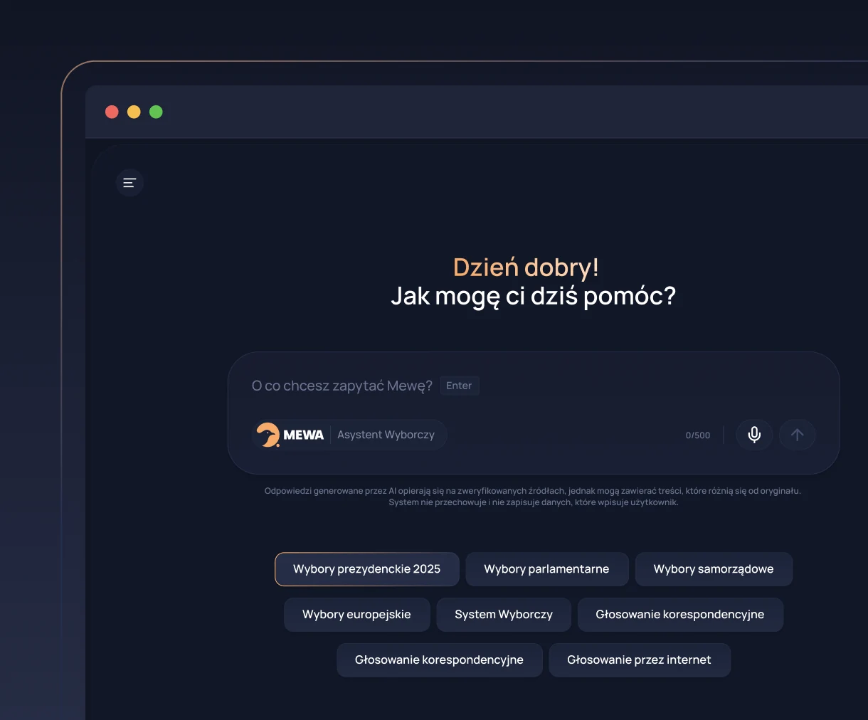 screenshot of Mewa ai chatbot