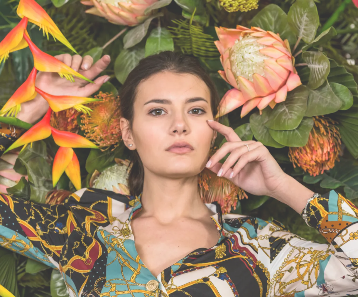 woman lying in flowers