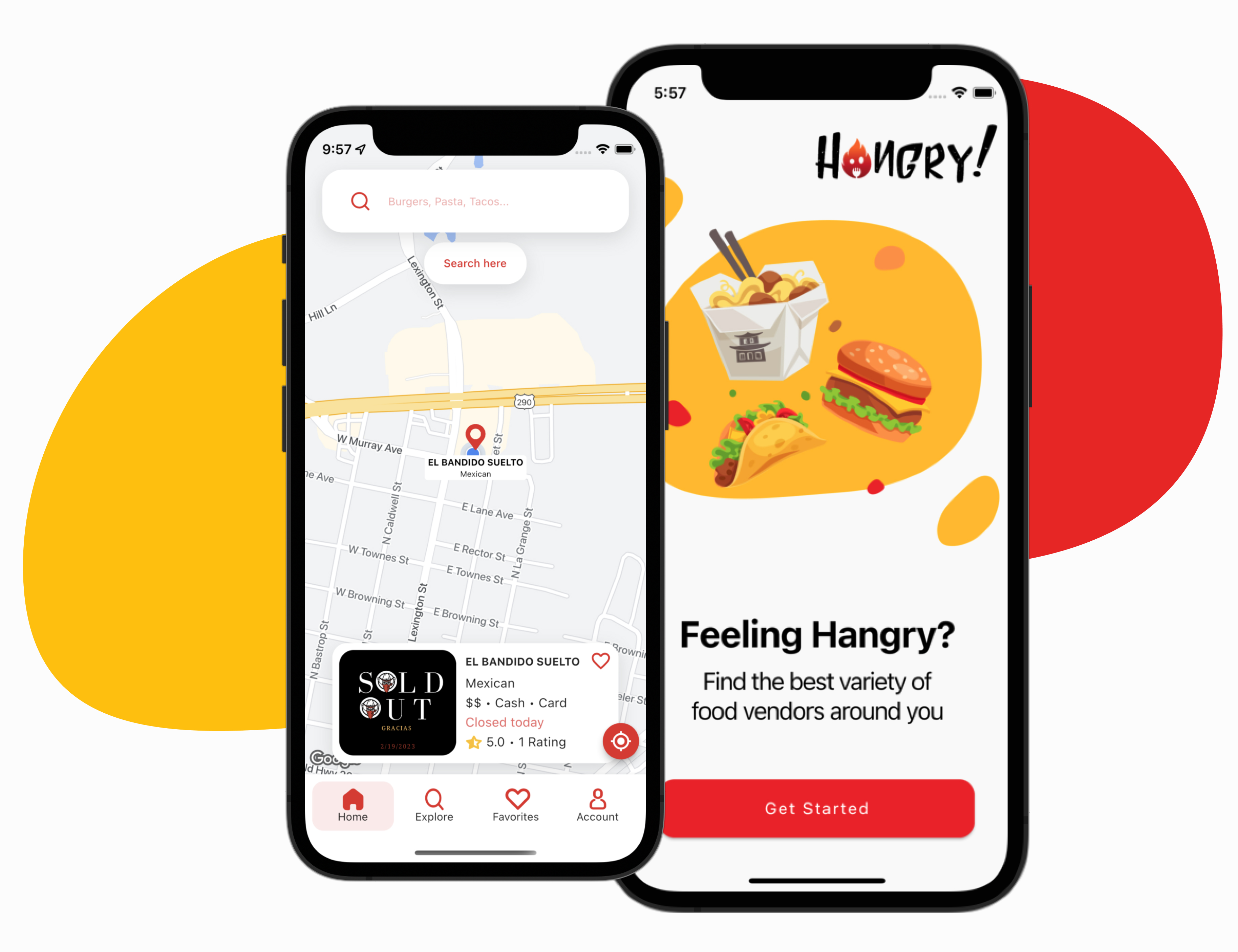Hangry mobile app screenshots