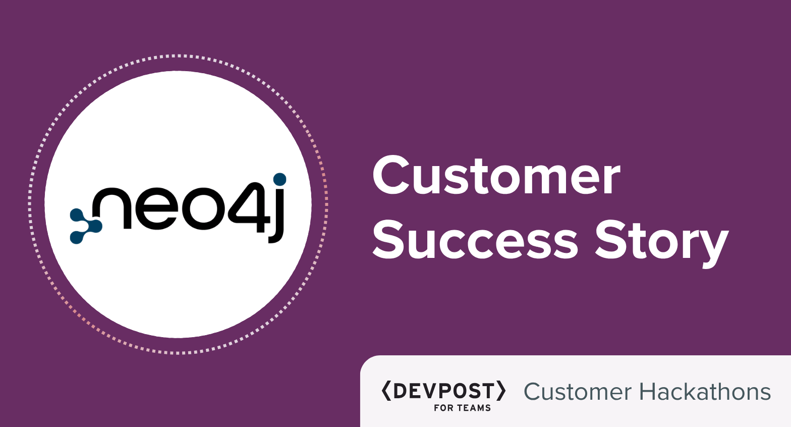 Text reads "Customer Success Story; Customer Hackathons" with Neo4j logo