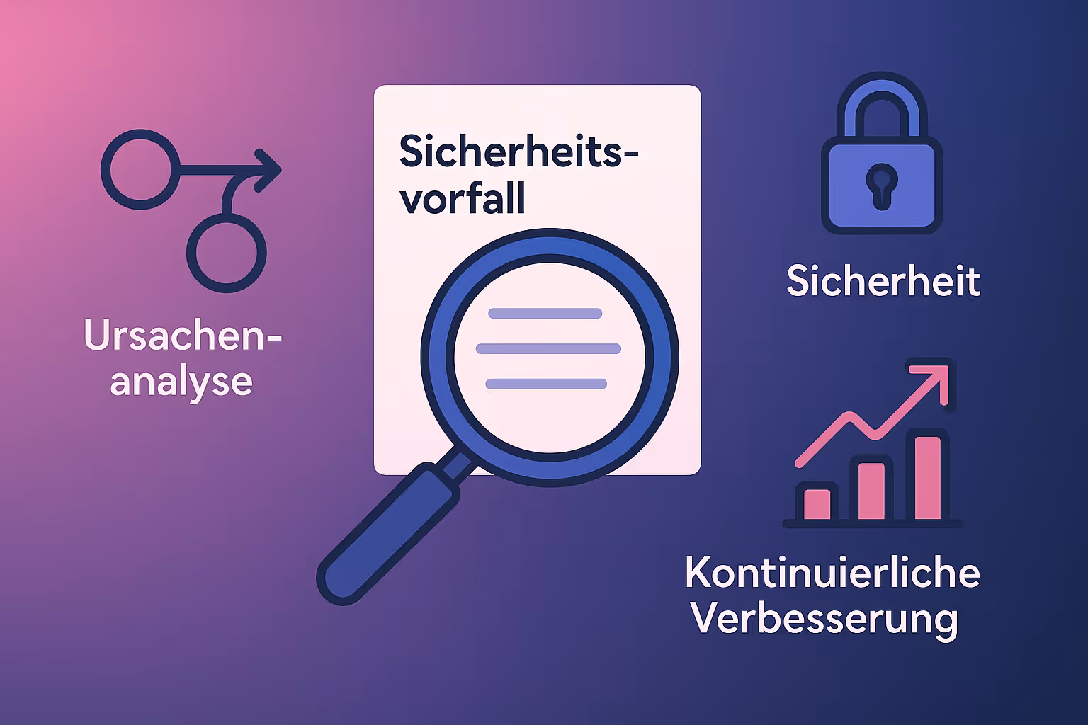 Dieses Bild erklärt das Konzept des Post-Incident Review als Ausgangspunkt für kontinuierliche Planung und Verbesserung in Business Continuity- und Krisenmanagement nach NIS2-Störungen.