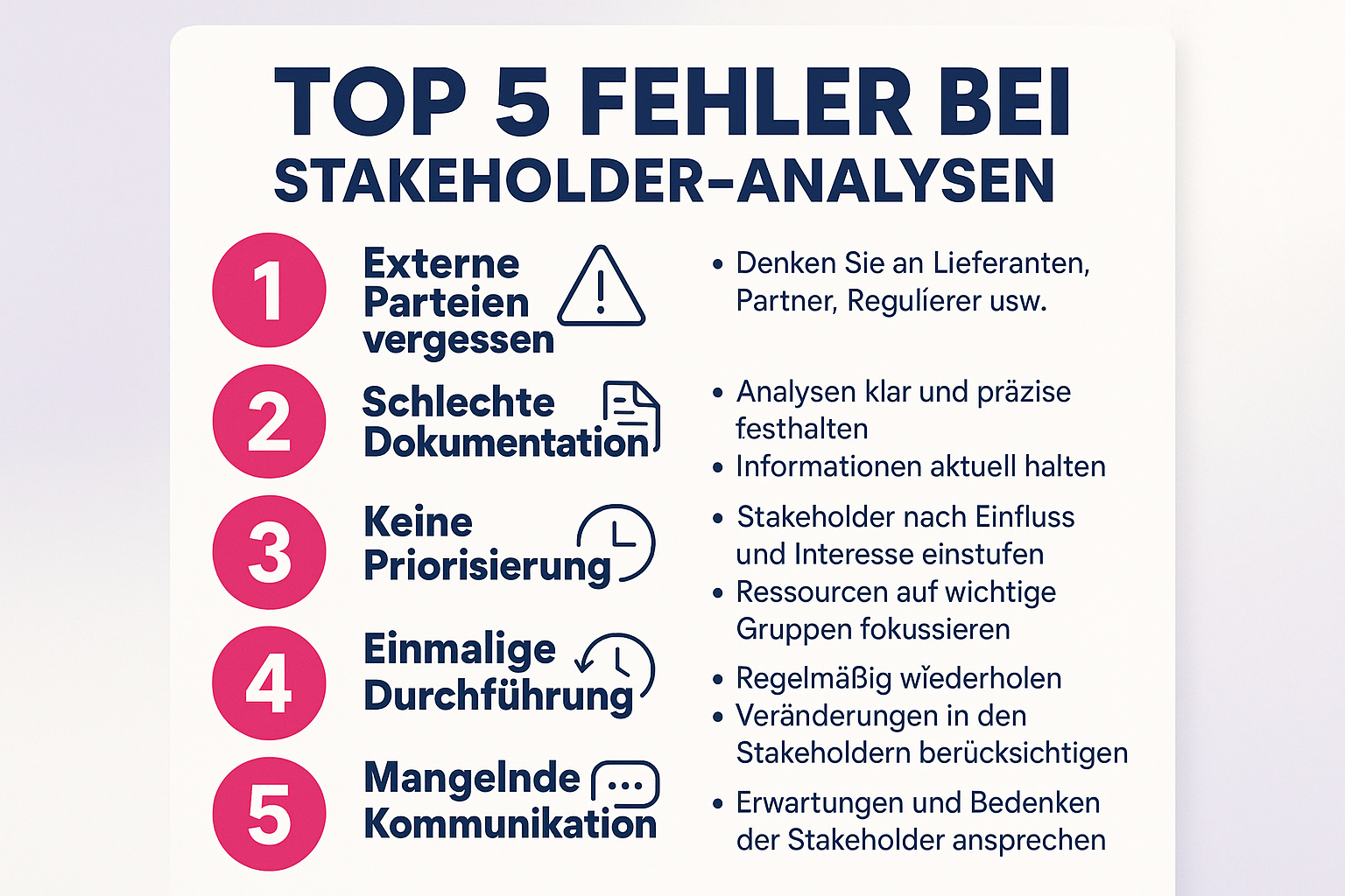 Merke dir die häufigsten Fehler bei der Stakeholder-Analyse und wie du sie vermeidest – ein wichtiger Praxisleitfaden für erfolgreiche ISMS-Implementierungen.