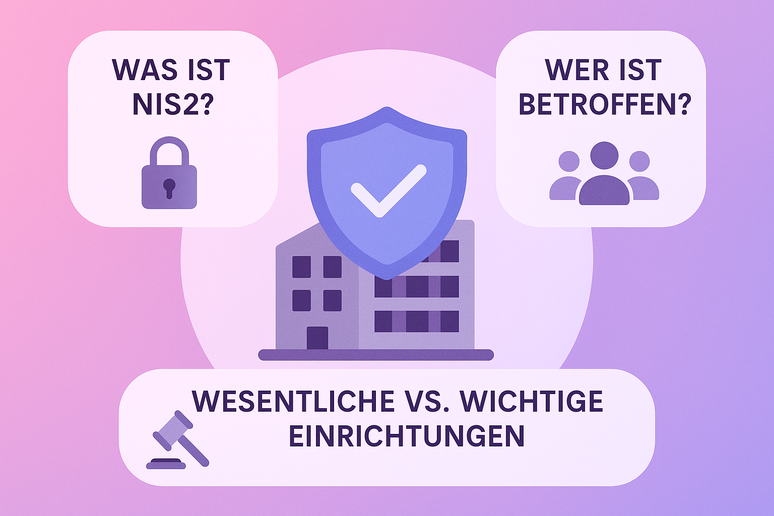 Diese Grafik illustriert die Kernkonzepte der NIS2-Richtlinie und verdeutlicht, wer betroffen ist und welche Einrichtungstypen unterschieden werden müssen – ein einfacher Einstieg für alle.
