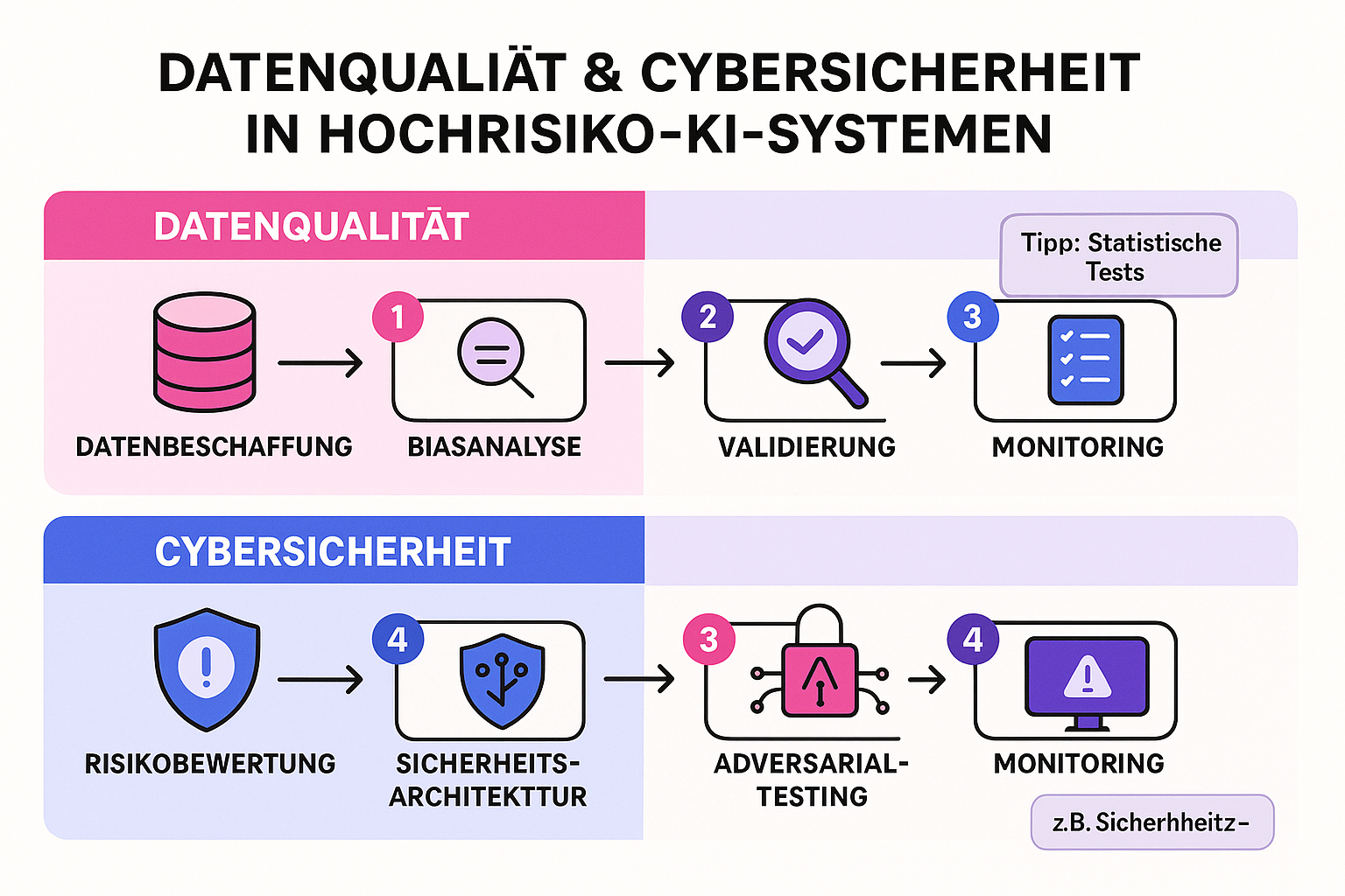 Diagramm zu Datenqualität und Cybersicherheit für Hochrisiko-KI