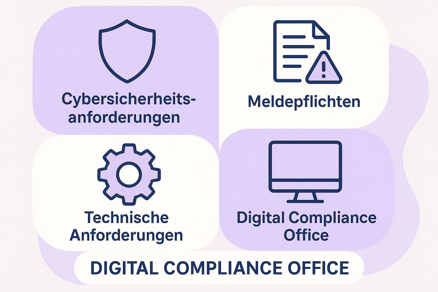 Diese Infografik fasst die zentralen Pflichtbereiche der NIS2-Richtlinie zusammen und unterstützt das schnelle Merken der wichtigsten Compliance-Anforderungen.