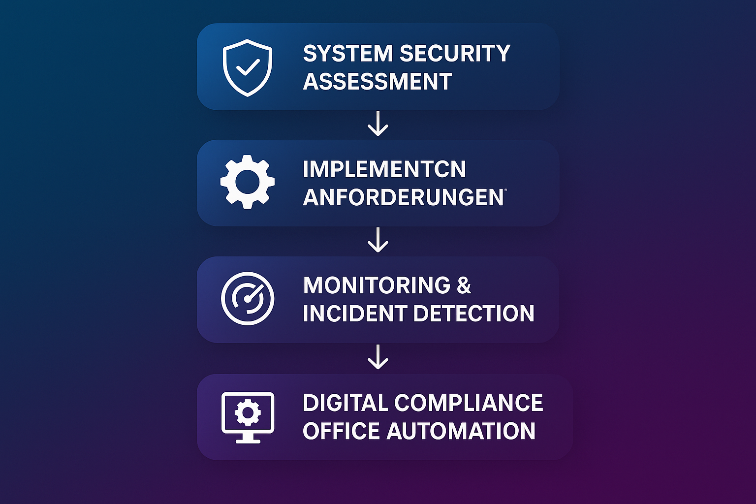 Dieses Flussdiagramm erklärt die fünf wichtigsten Schritte, die Betreiber von Ladeinfrastruktur unter der NIS2-Richtlinie befolgen müssen, um Cybersicherheit und Compliance sicherzustellen.