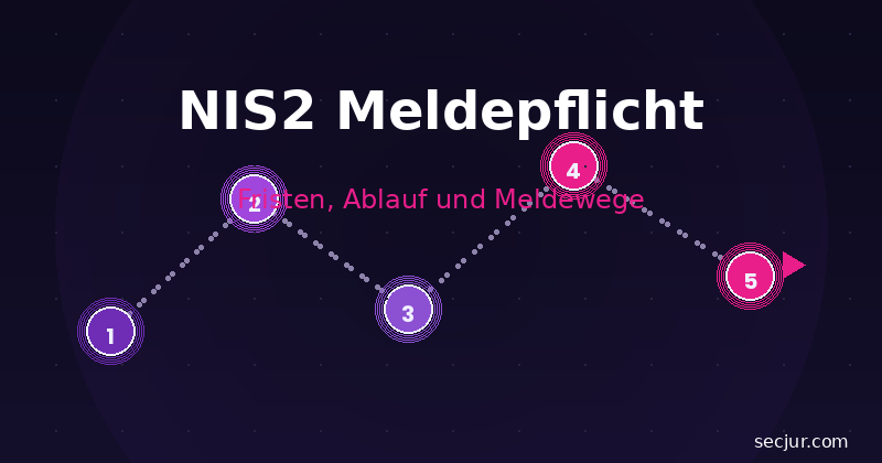 Infografik zum dreistufigen NIS2-Meldeprozess mit den Fristen 24 Stunden, 72 Stunden und 1 Monat