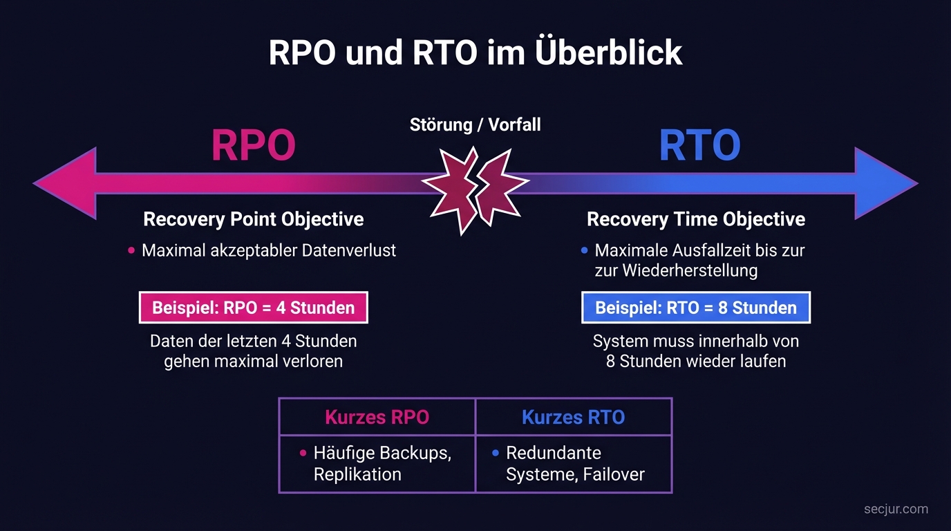 Diagramm zur Erklärung von RPO und RTO im Kontext der NIS2 Business Continuity