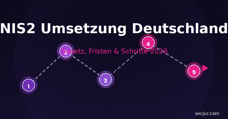 Übersicht der NIS2-Umsetzung in Deutschland mit Gesetzeschronik, zentralen Paragraphen und Fristen für betroffene Unternehmen