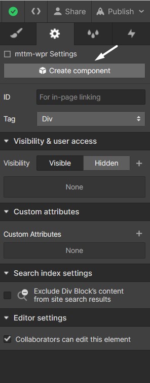 Adding heading instance in Webflow - Creating a component