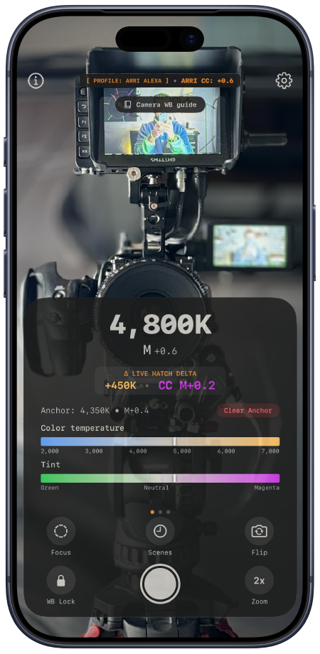 Cine White Balance Full Screen Interface