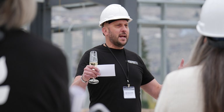 Local hometown hero during a hard hat tour