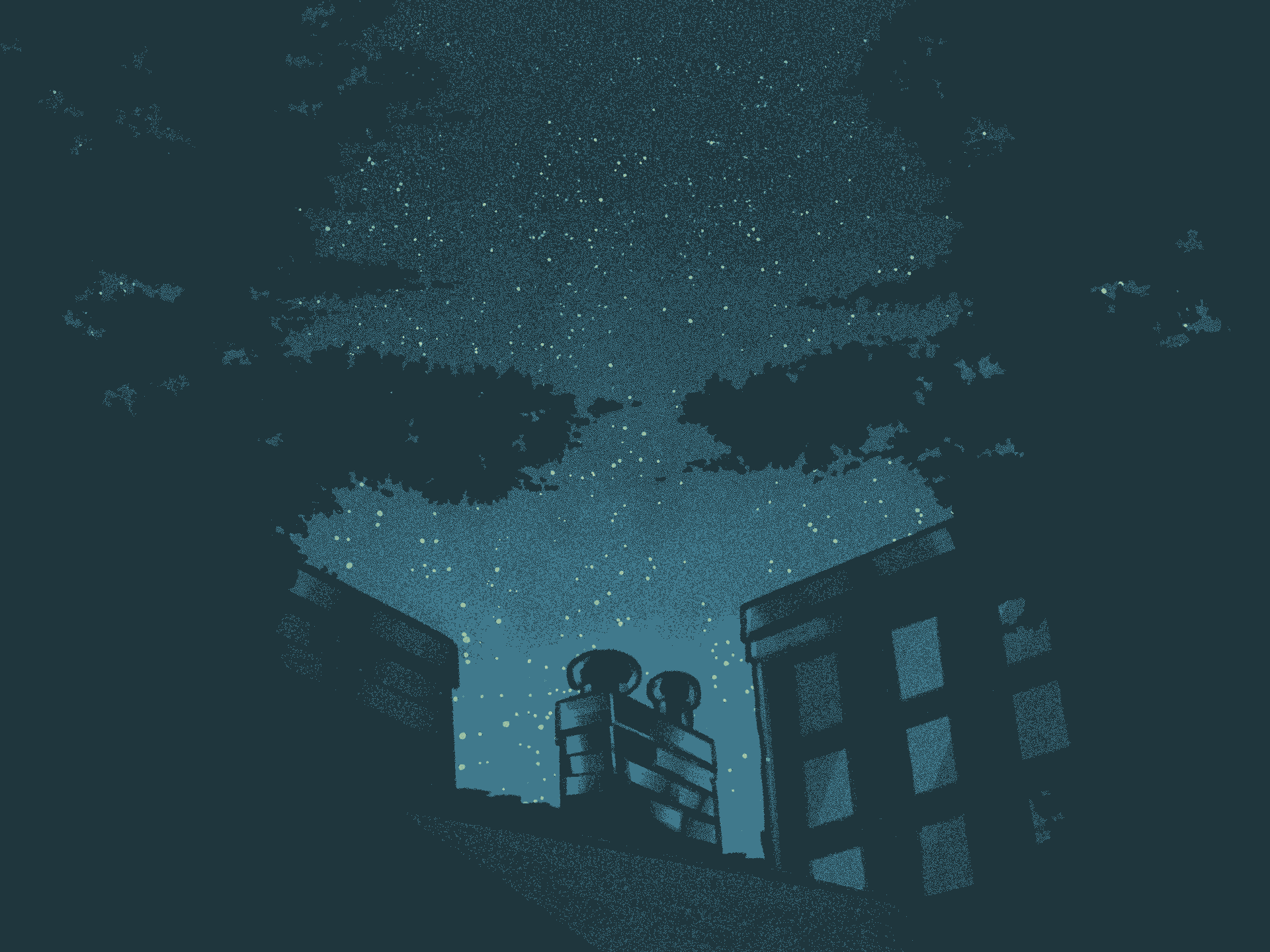 A dark night sky in the city.