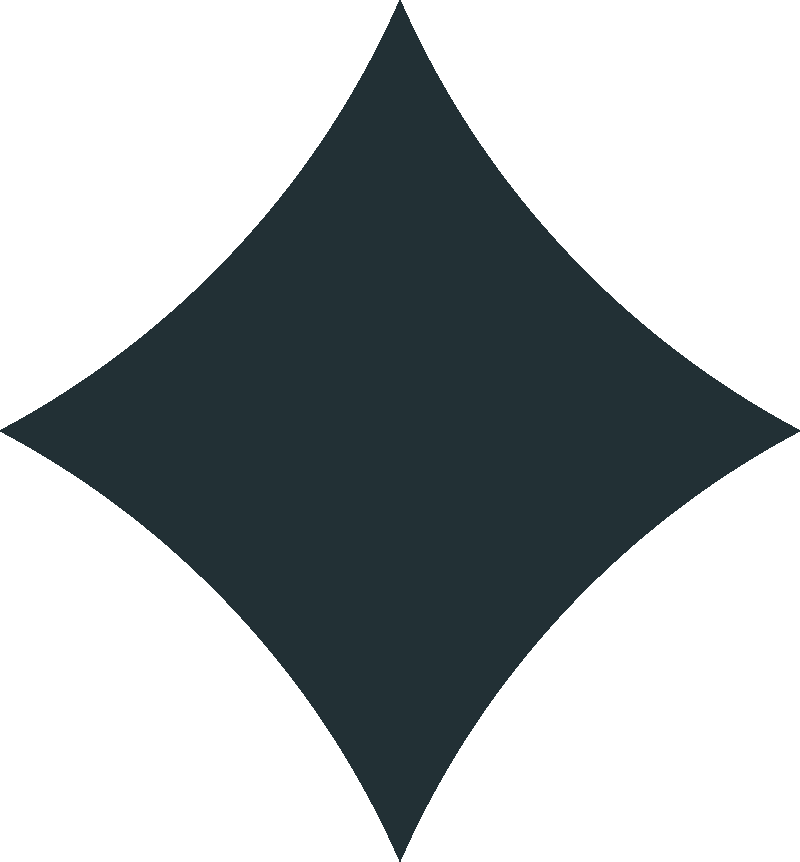 Black or dark gray diamond shape with curved edges on a transparent background.