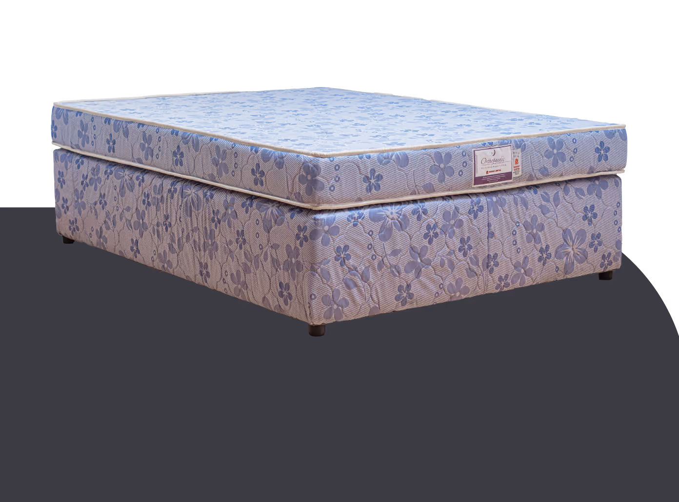 Bedset of mattress and base of bed in blue