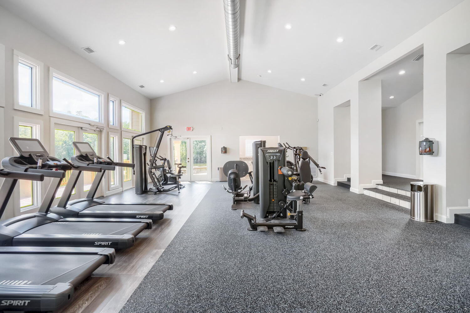 Gym with treadmills