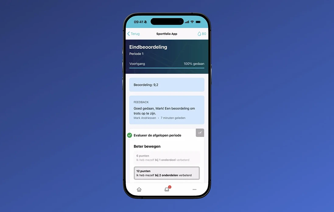 Screenshot van de leerling omgeving waarin je kunt zien dat een leerling een beoordeling heeft gekregen