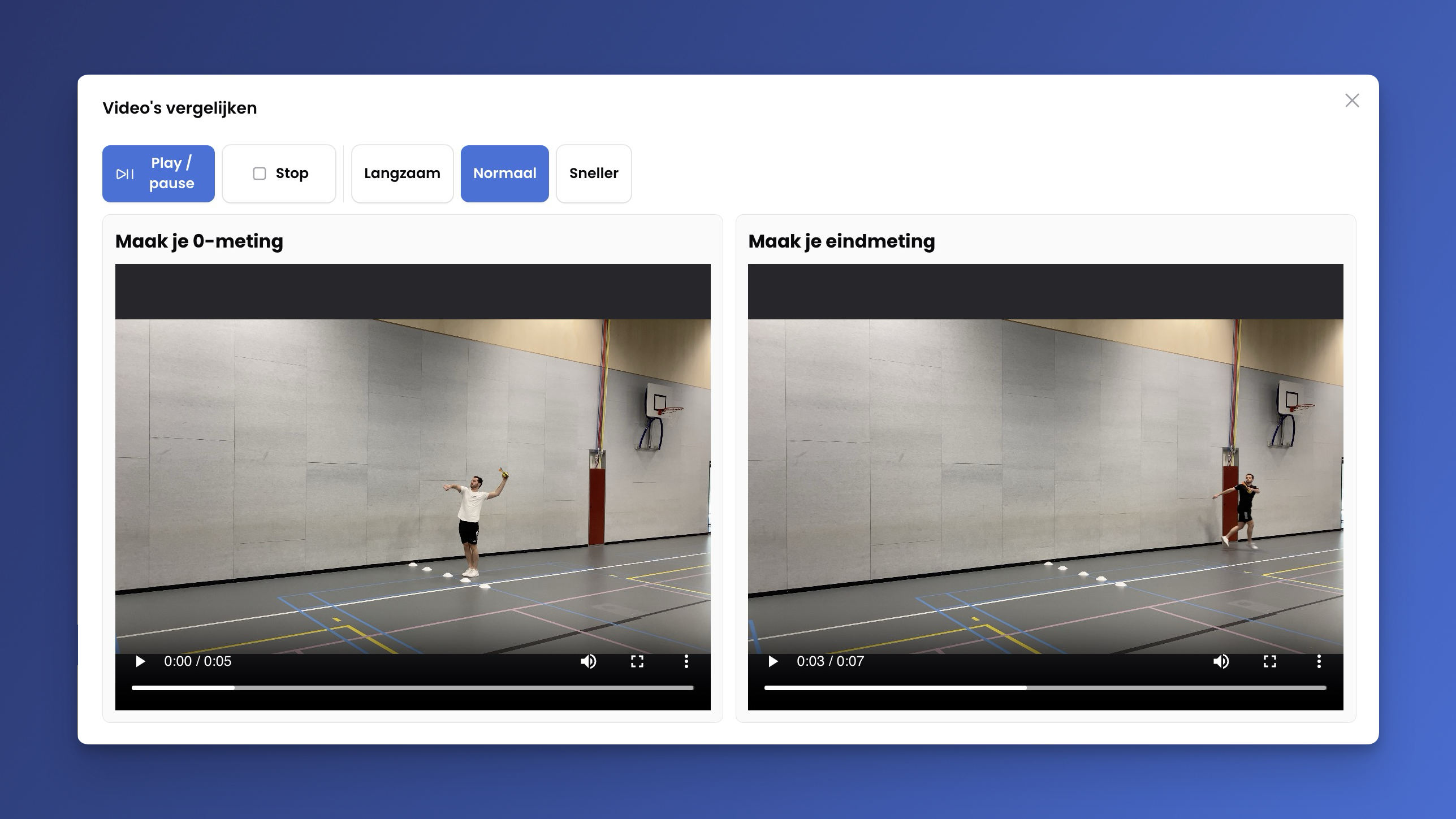 2 videos naast elkaar afspelen in de Sportfolio App