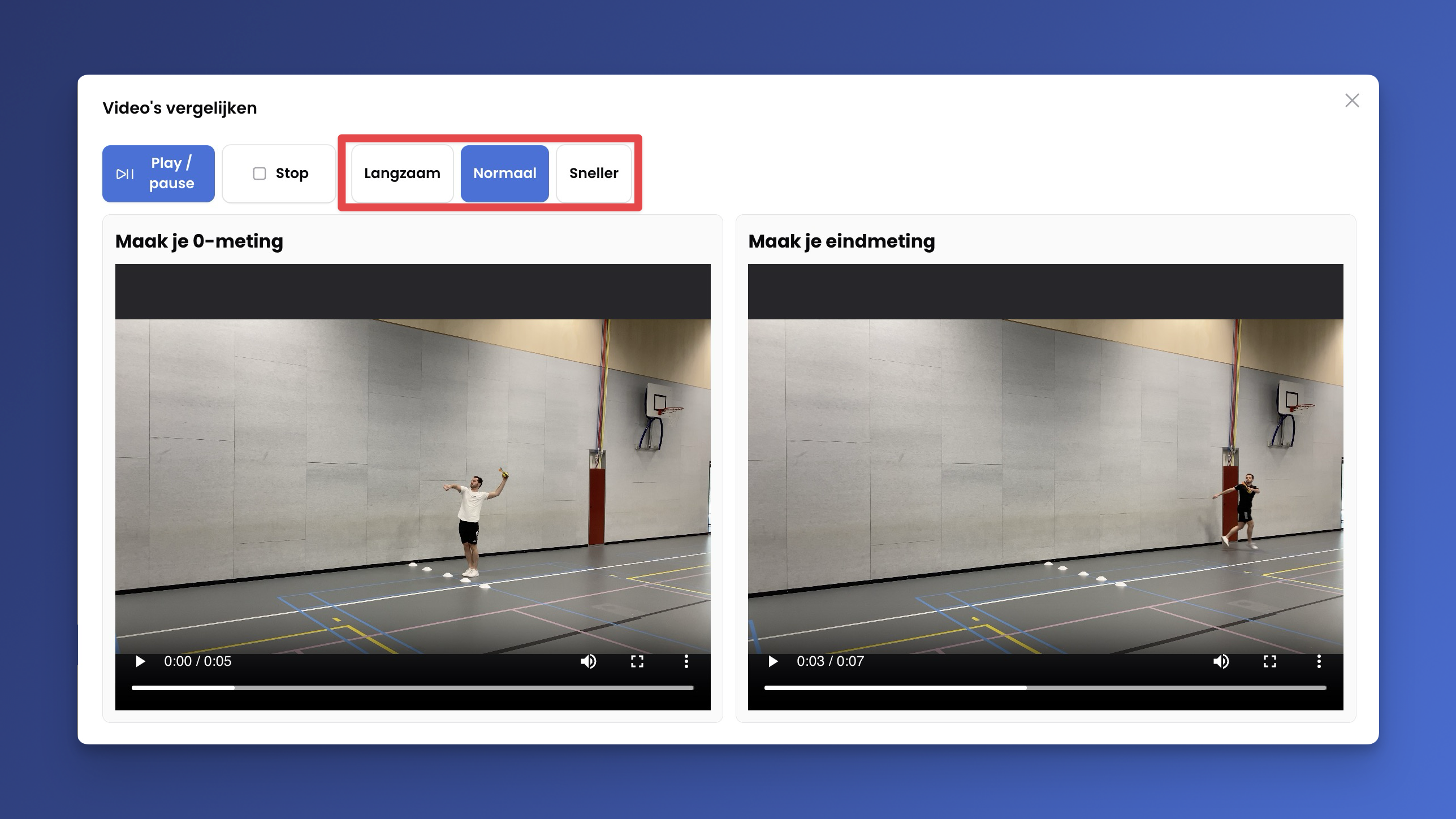 2 videos in slowmotion of versneld afspelen in de Sportfolio App